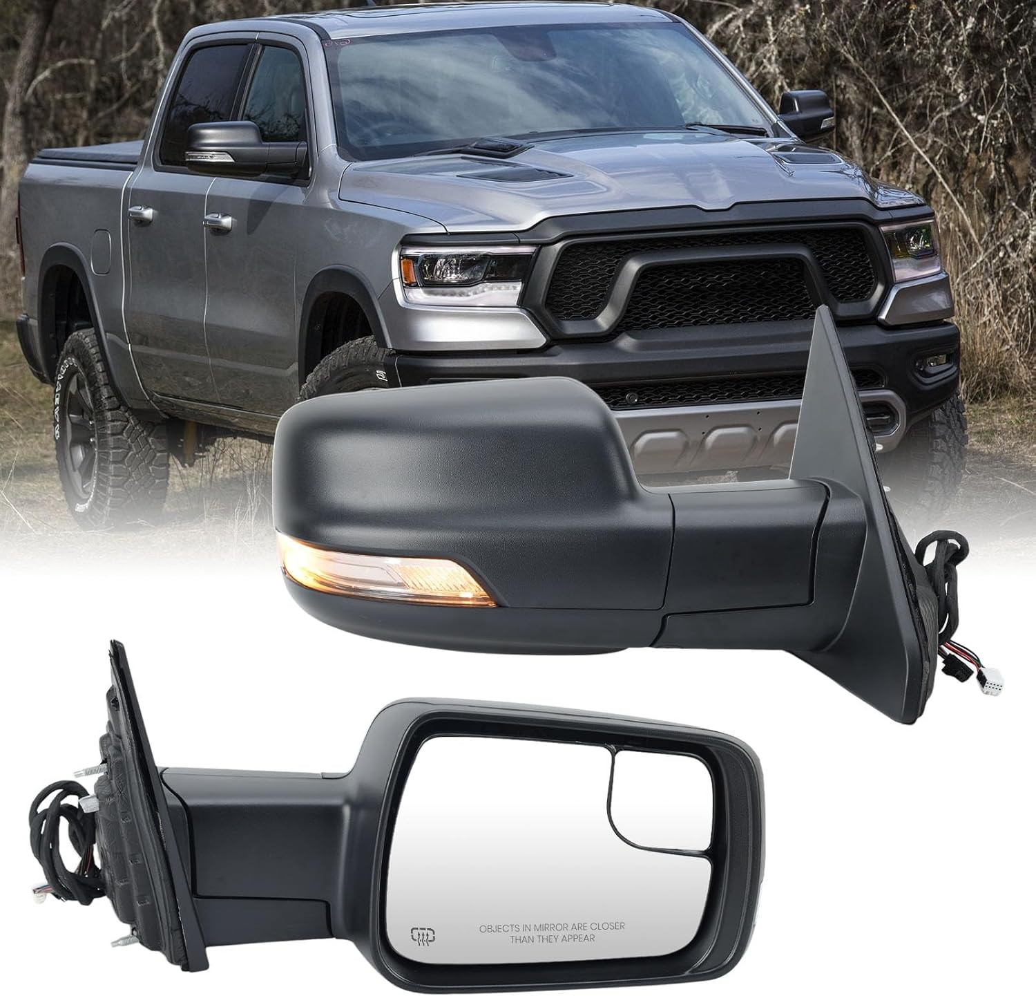 Heated Mirror w/Power Fold Signal Light Right For 2019-2024 Ram 1500 68276500AH