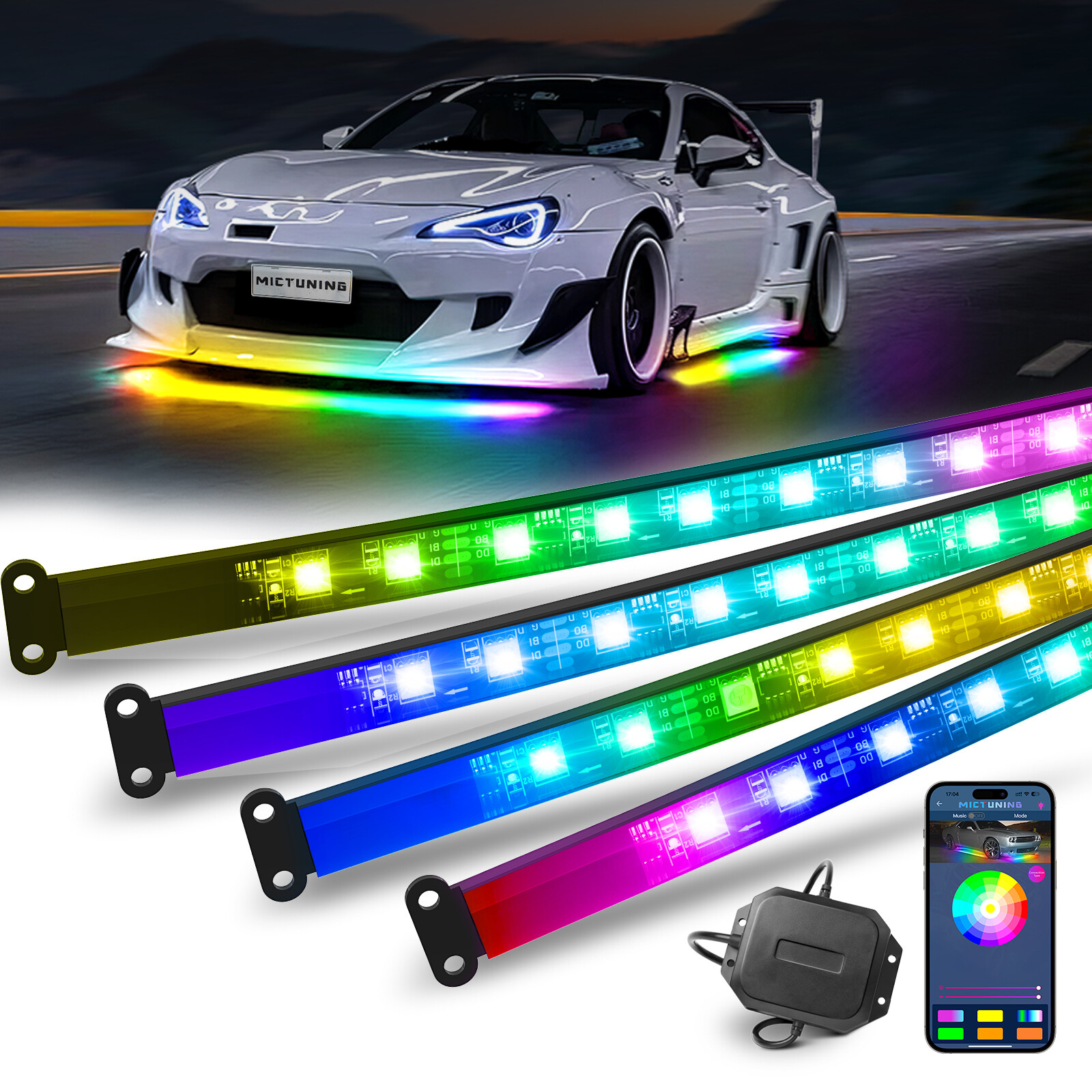 16 Million Color Car Truck Underglow Under Body Accent Glow Neon LED Lights Kits