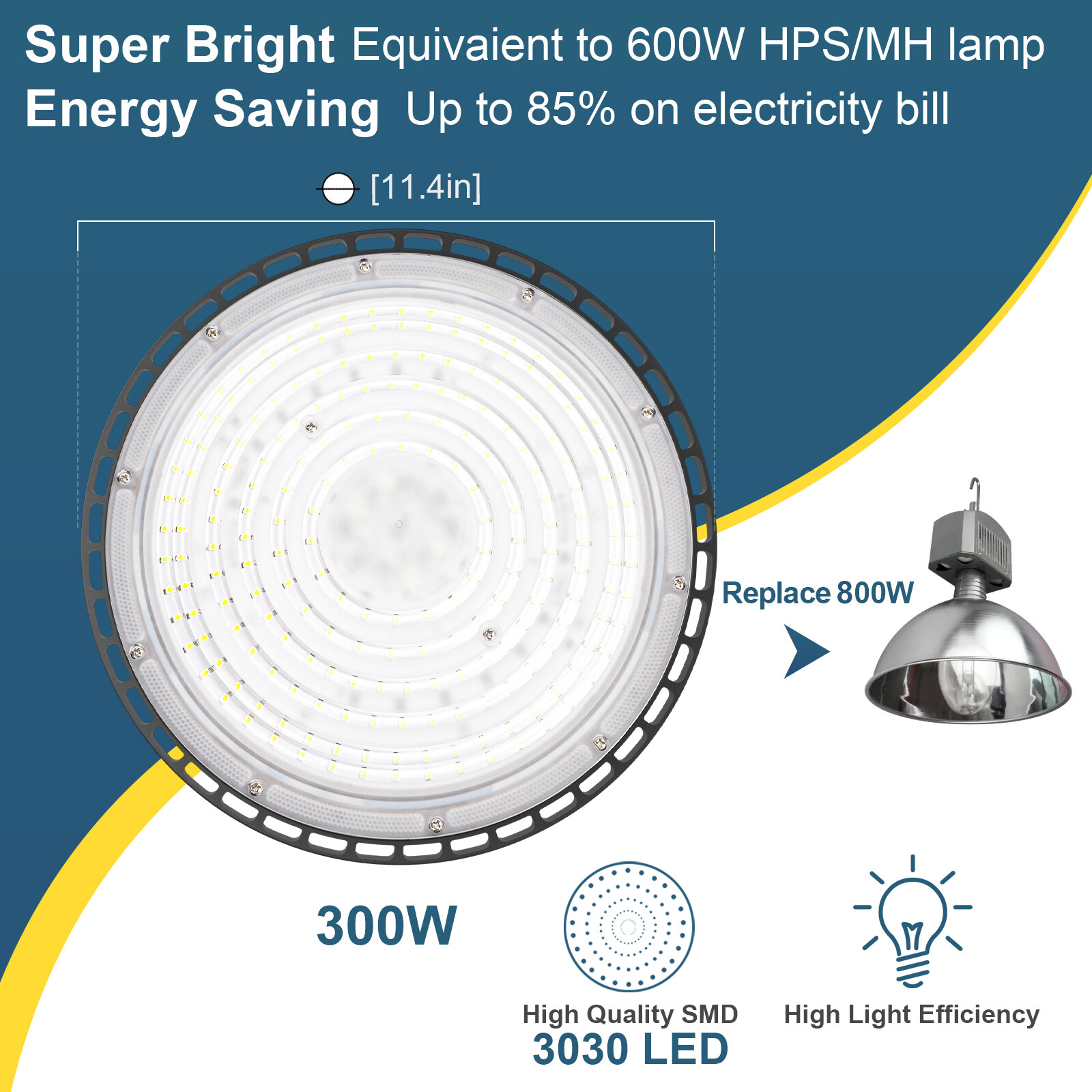 10Pcs 300W UFO LED High Bay Light Industrial Commercial Factory Gym Shop Light