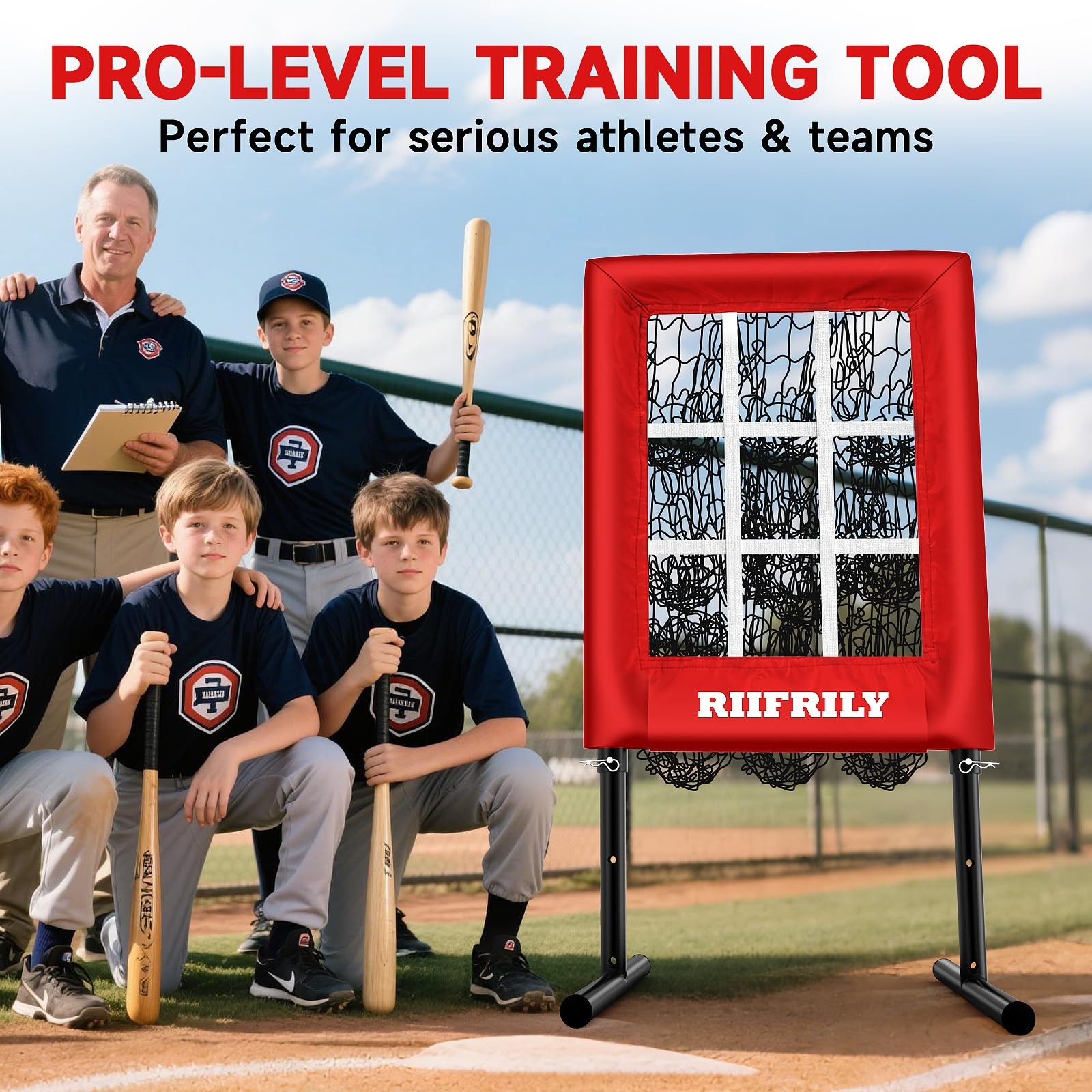 Heavy-Duty 9 Hole Baseball Pitching Net with Pitching Target Pockets, Regulat...