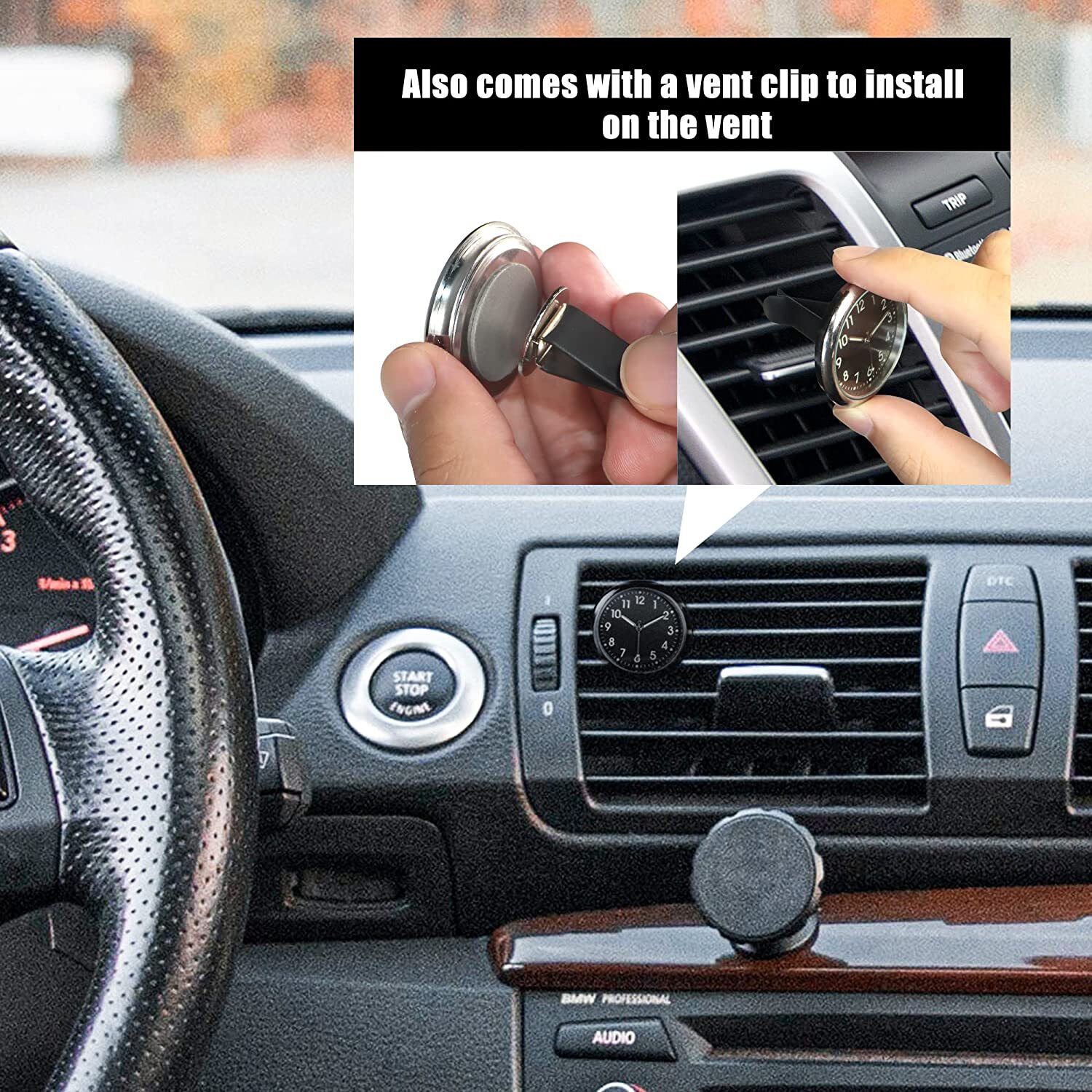 Betus Car Dashboard Clock - Mini Tiny Small Analog Clock Watch for Vehicle