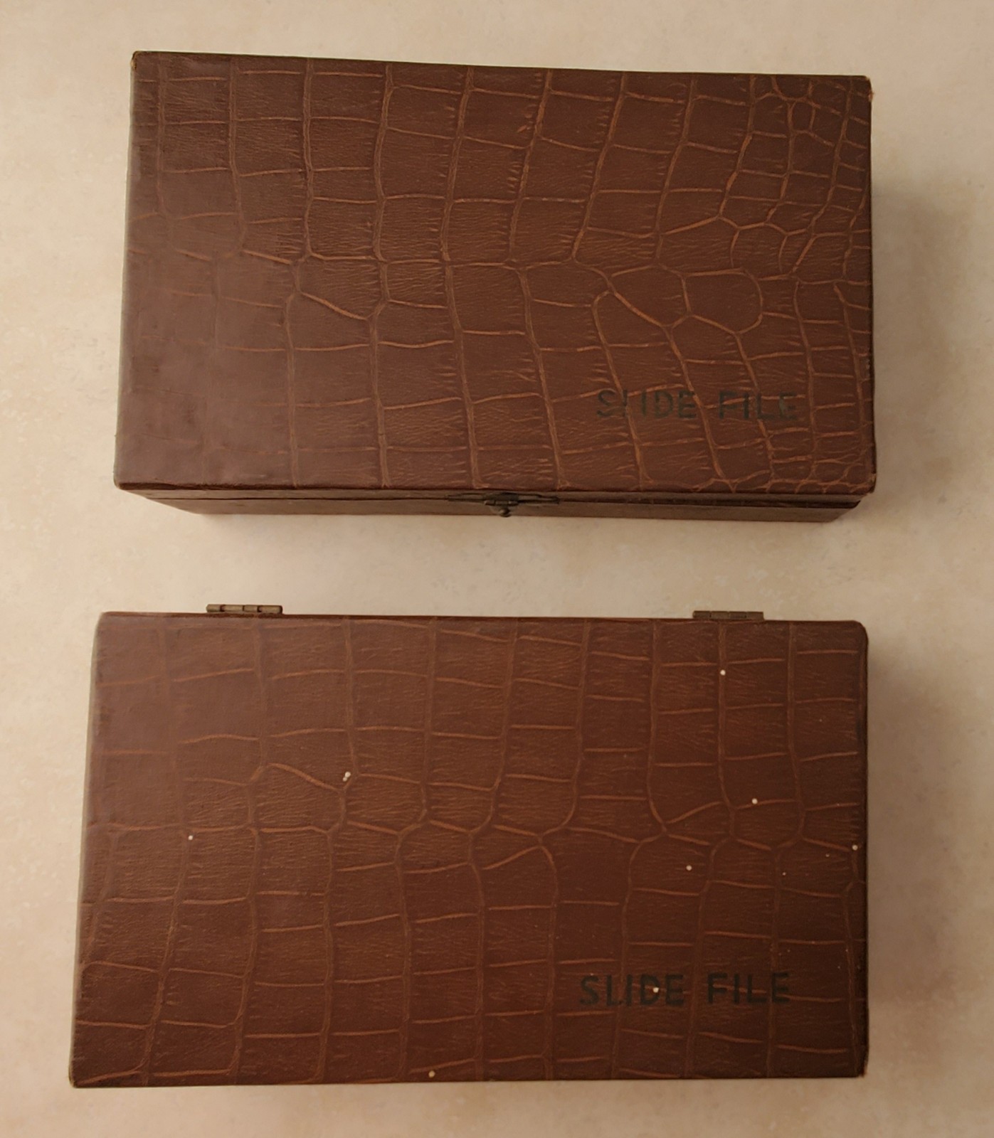 2 Vintage 1950s 35mm Slide File Cases Boxes storage 10 x 6 x 2.75 100 slides ea
