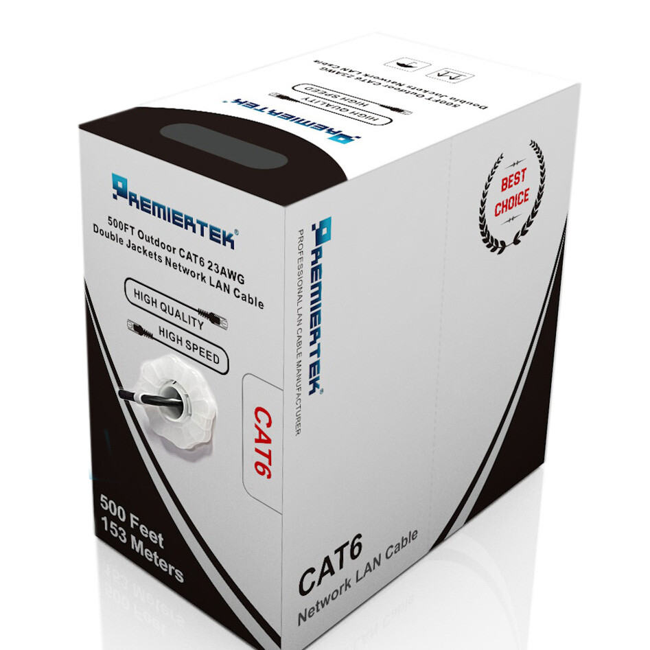 500ft CAT6 UV Shielded F/UTP Waterproof Outdoor Direct Burial Network LAN Cable