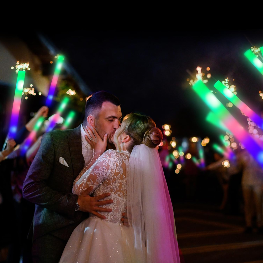 12-396 LED Light Up Foam Sticks Wand Rally Batons DJ Flashing Glow Stick Party