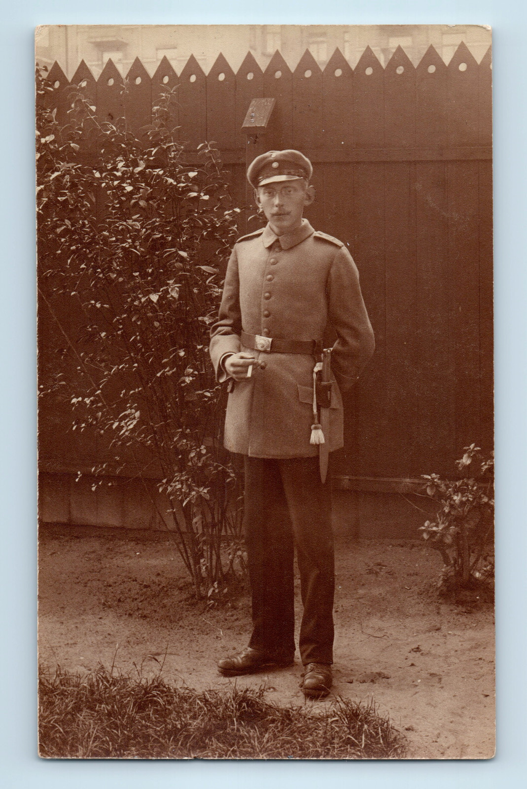 WWI German Soldier With Ersatz Bayonet Real Photo Postcard RPPC