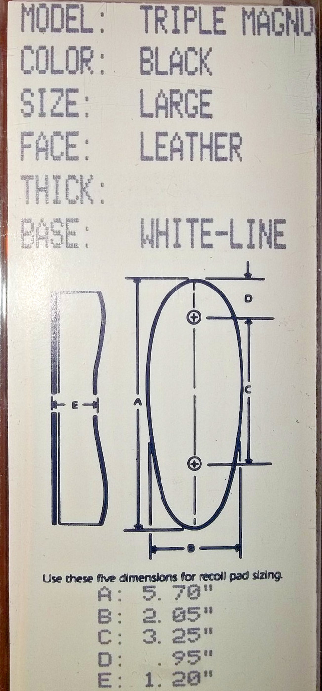Pachmayr Model T-660-L-LE-BL Pad-Triple Magnum ~ NEW IN PACKAGE ~ FREE SHIPPING