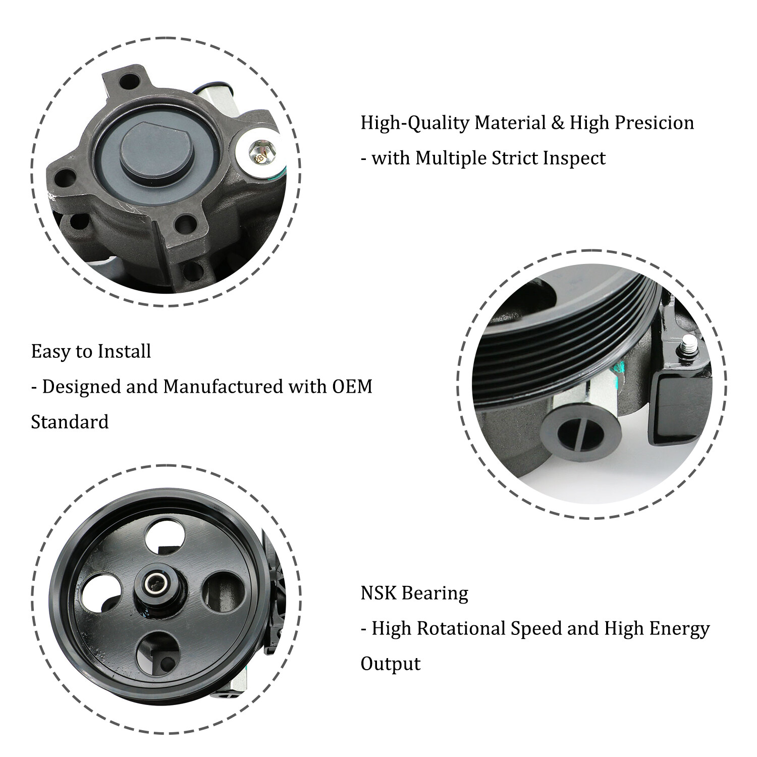 Power Steering Pump w/ Reservoir & Pulley for 02-07 Dodge Ram 1500 3.7/4.7/5.7L