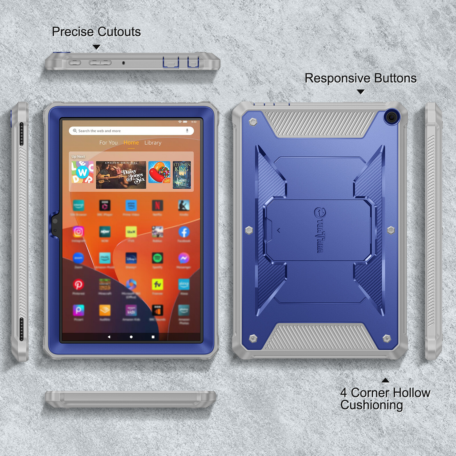 Hybrid Case for Amazon Fire HD 10 Tablet (13th Gen 2023) Rugged Kickstand Cover