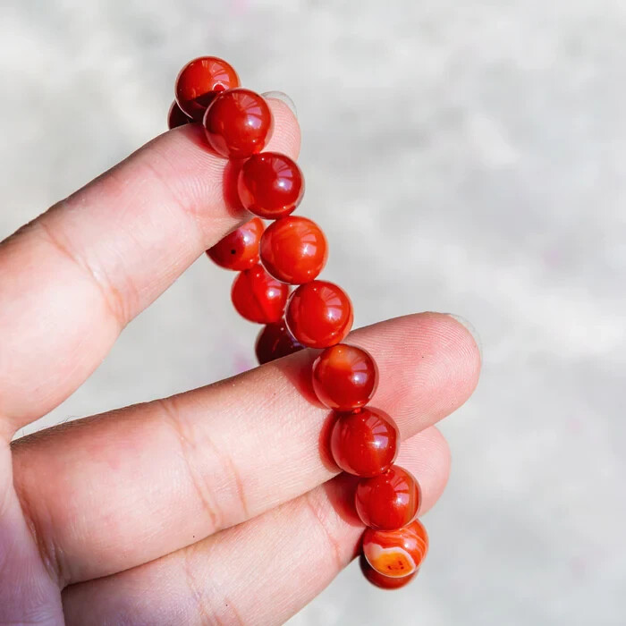 Natural Carnelian Red Agate Bracelet 8mm Beaded Healing Reiki Stretchy Bracelet