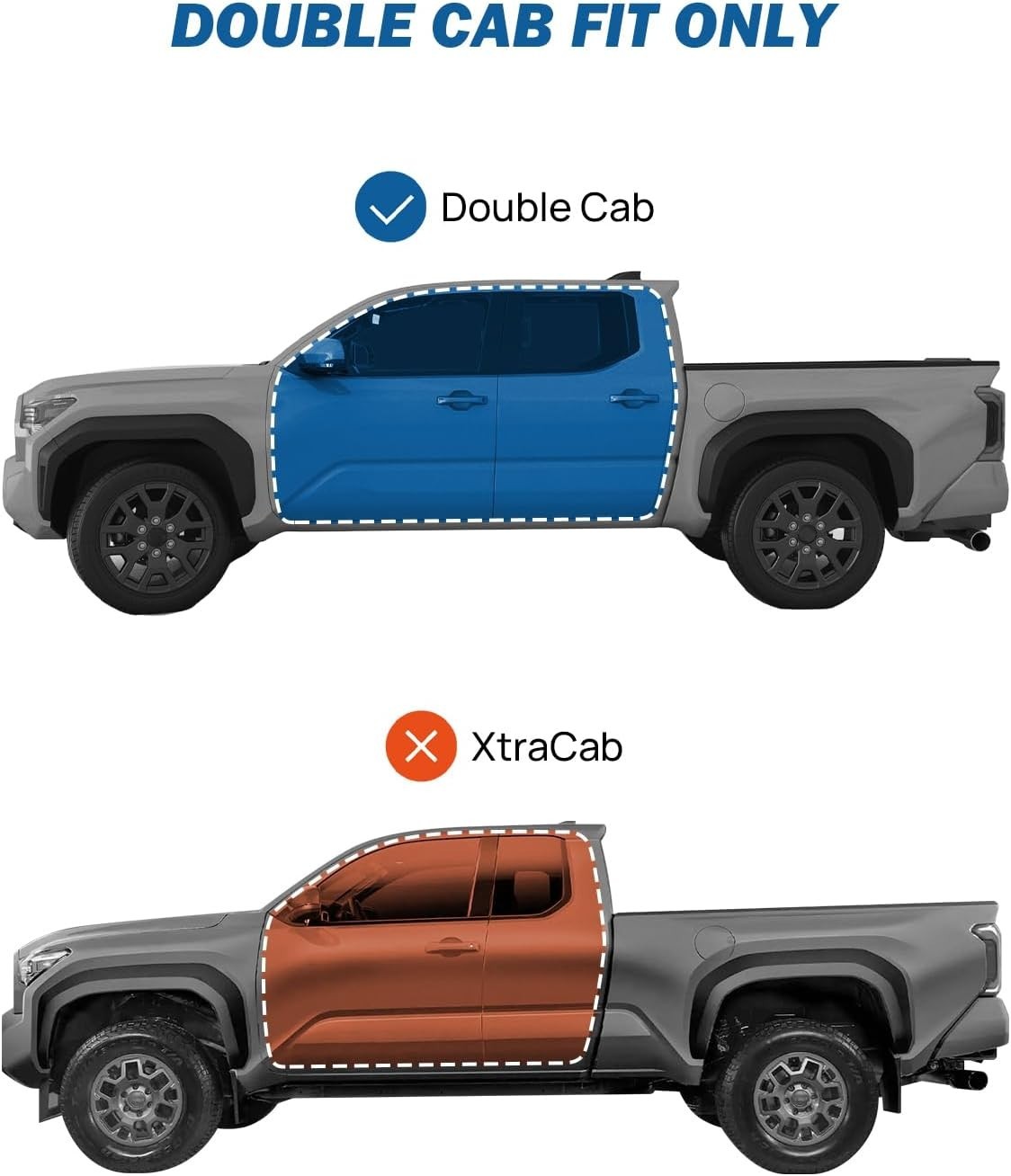 Low Profile Rain Guards Compatible with 2024 2025 Tacoma Double Cab Outside