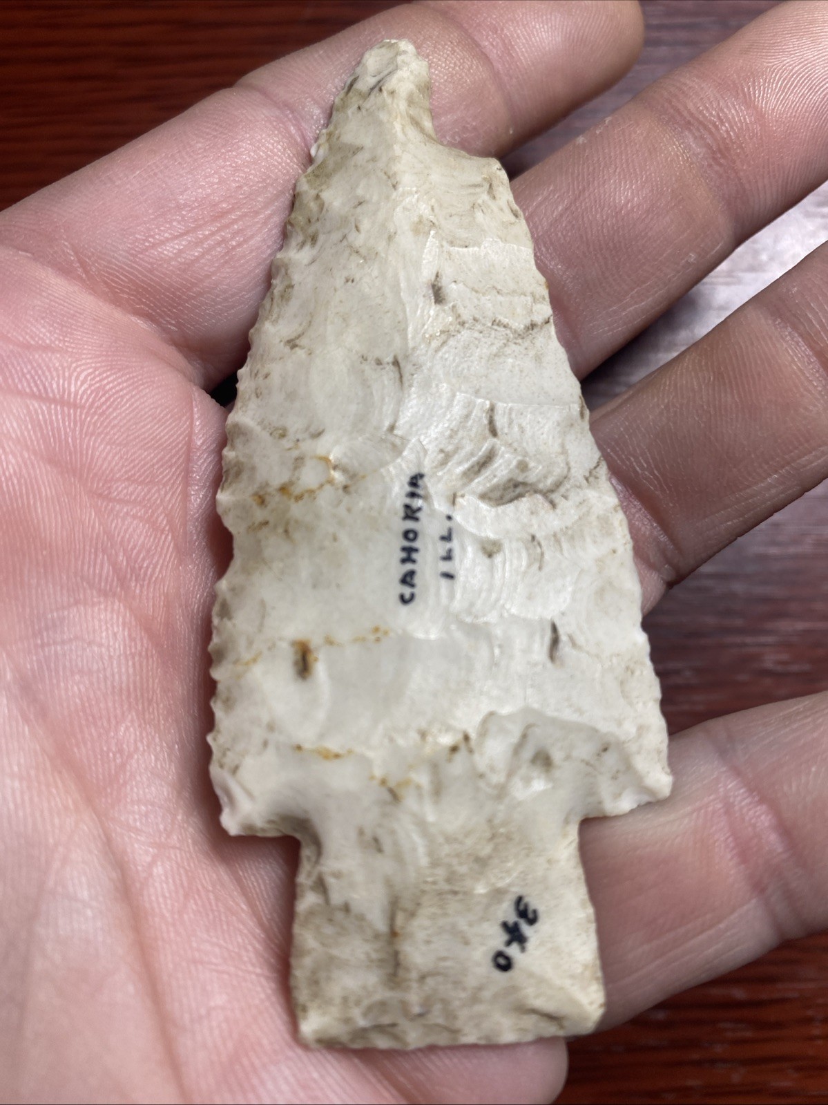 MLC s8277 3 1/2” Archaic Hardin Arrowhead Illinois Artifact