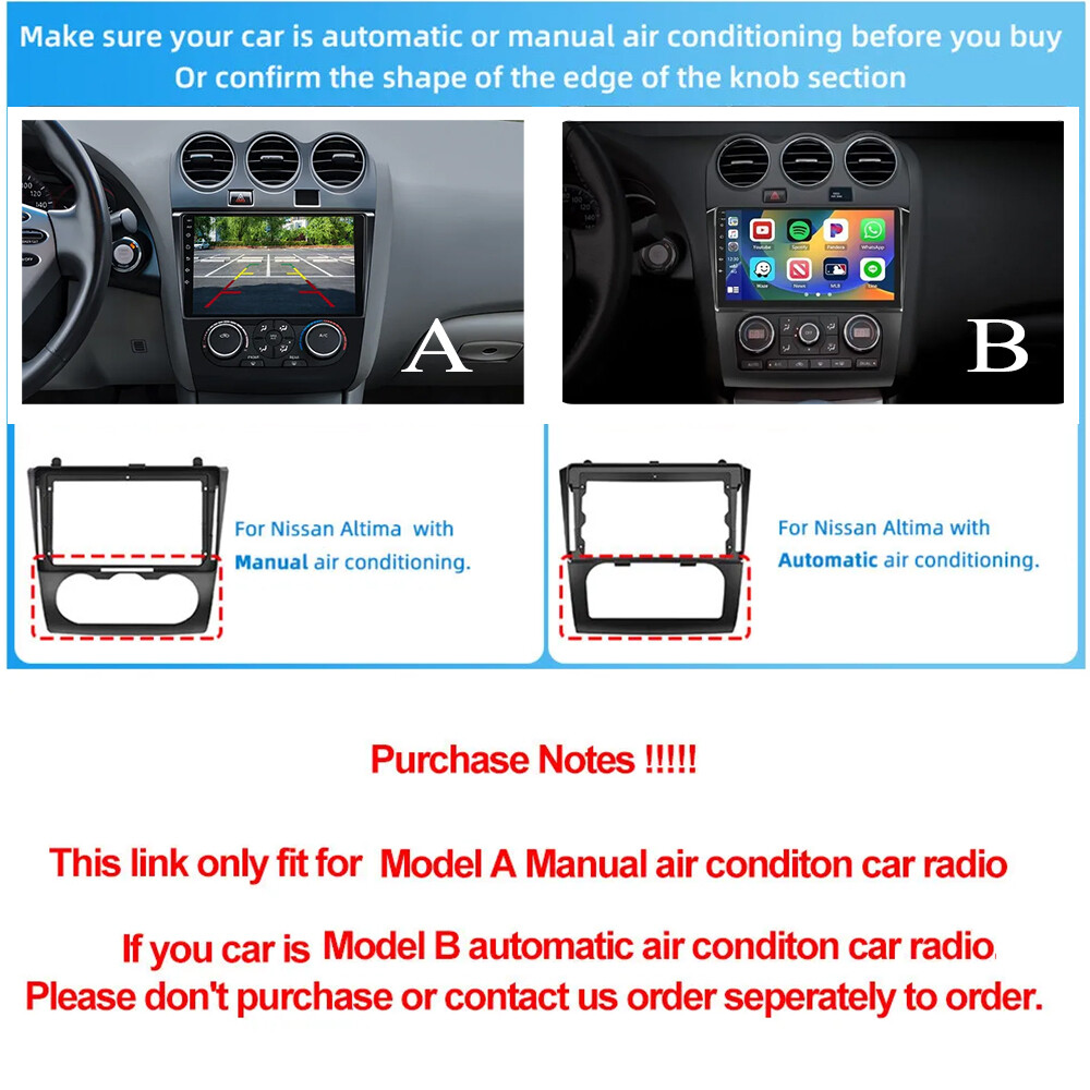 For 2008-2012 Nissan Altima Apple CarPlay Car Radio Android 14 GPS Stereo +Cam