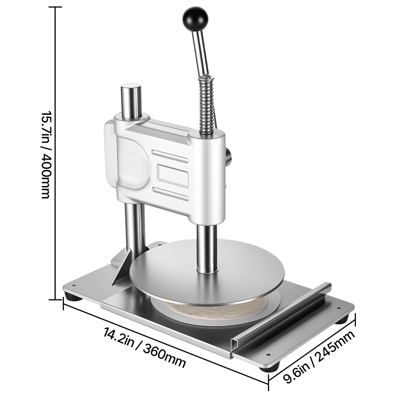 9.5 in Manual Pizza Dough Press Machine Pizza Pastry Sheeter Stainless