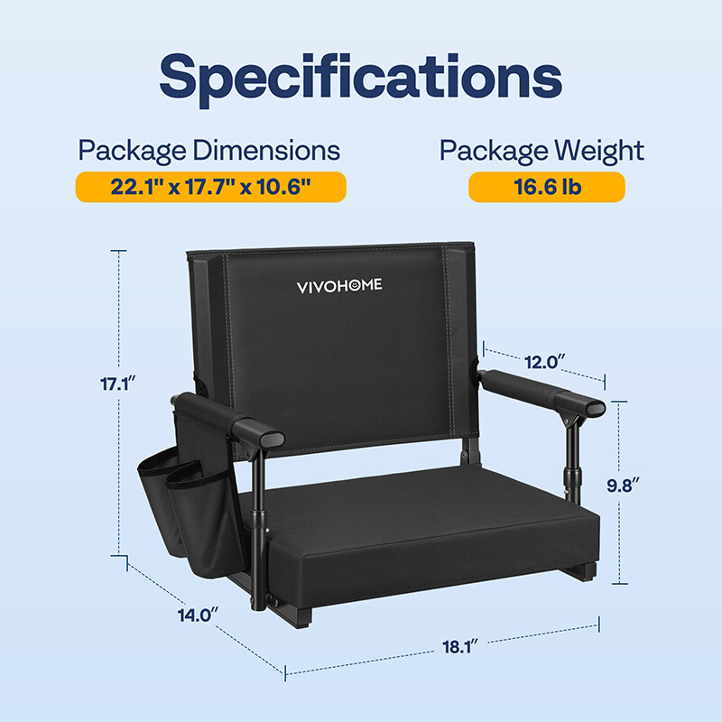 2 Pack Portable Stadium Seat Bleacher Chair Padded & Cup Holder Shoulder Strap