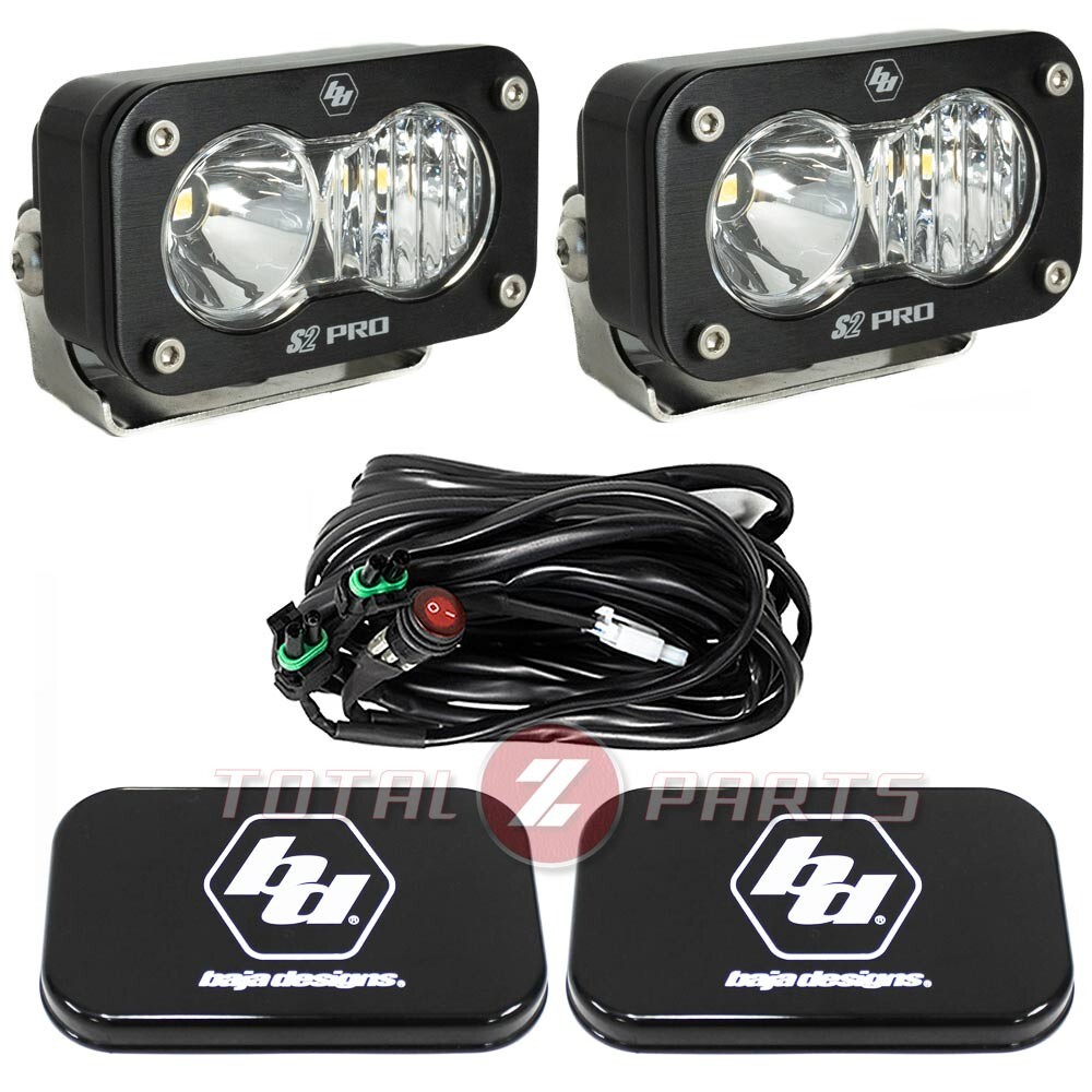 Baja Designs™ S2 Pro LED Lights Clear Driving/Combo Pair w/Rock Guards, Wiring