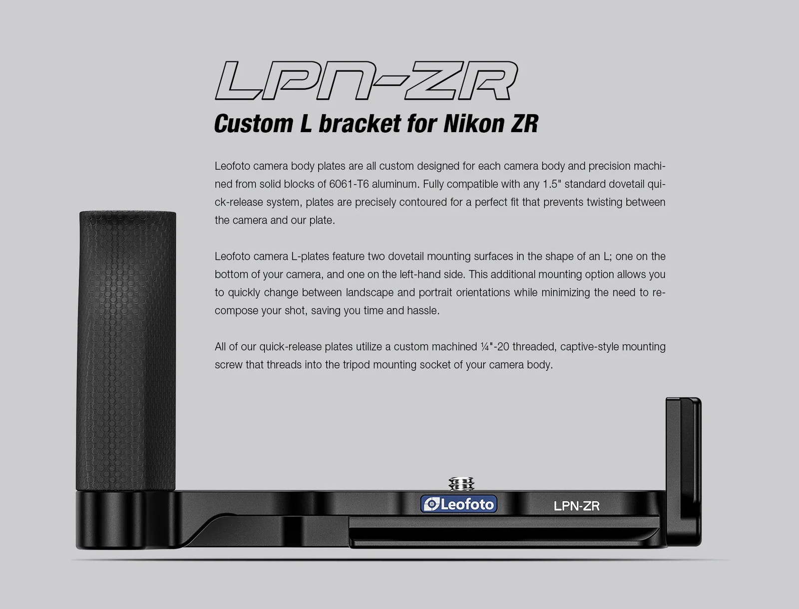 Leofoto LPN-ZR L Plate for Nikon ZR | Arca Compatible