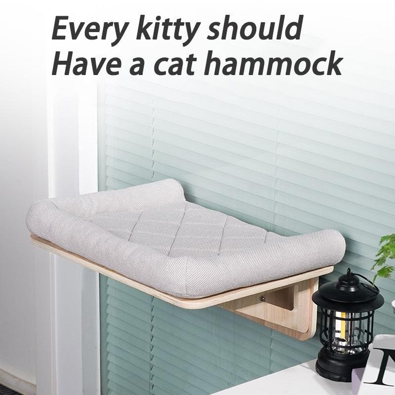 Cordless Cat Window Perch, Cat Hammock for Wall with 4 Strong Suction Cups US