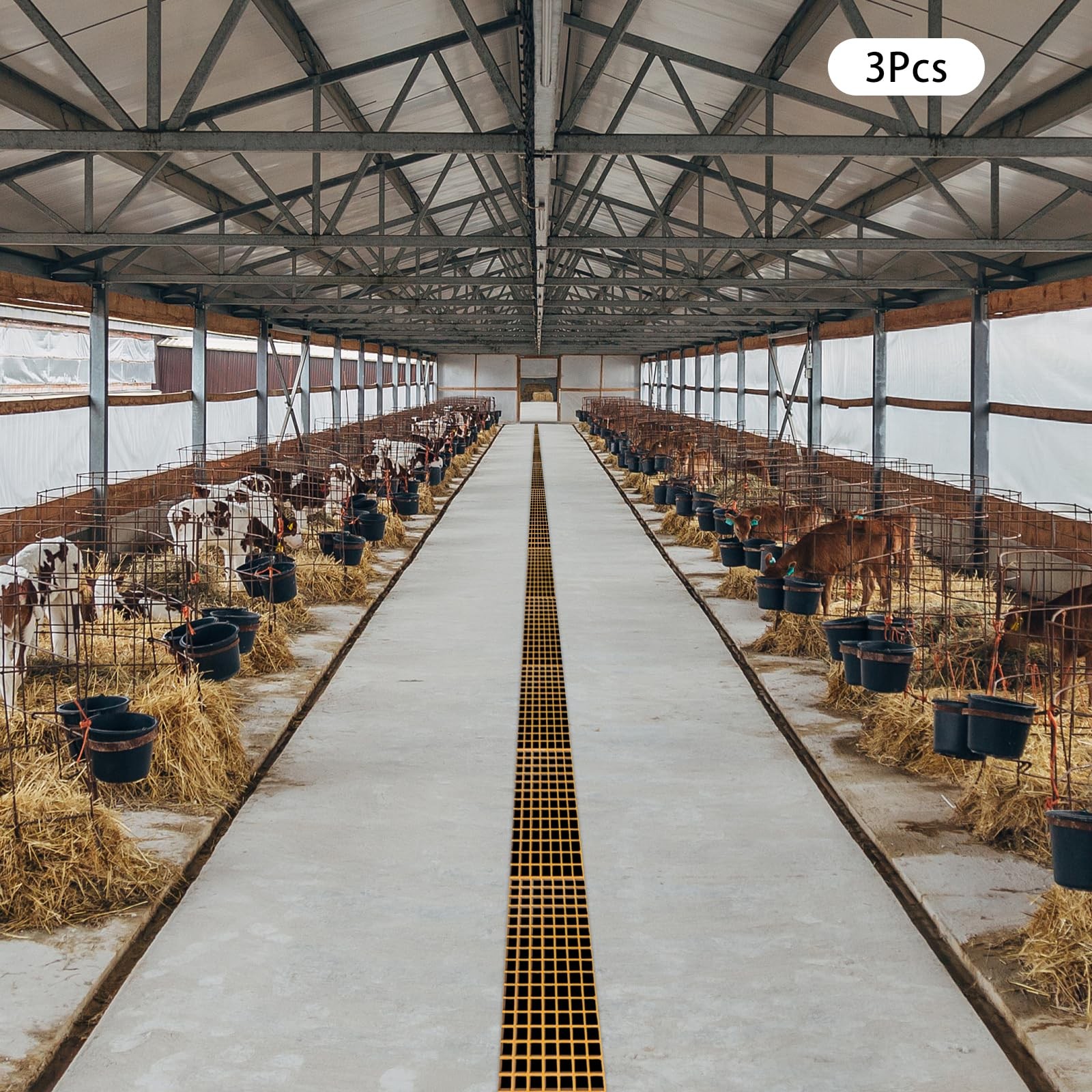 31.5x11in Heavy Duty Fiberglass Drain Grate - 3 Pack Impact-Resistant