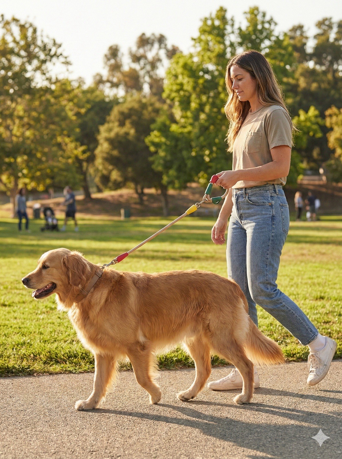 New Wild One Hands-Free Adjustable Rope Dog Leash - Tan/Multi - Standard