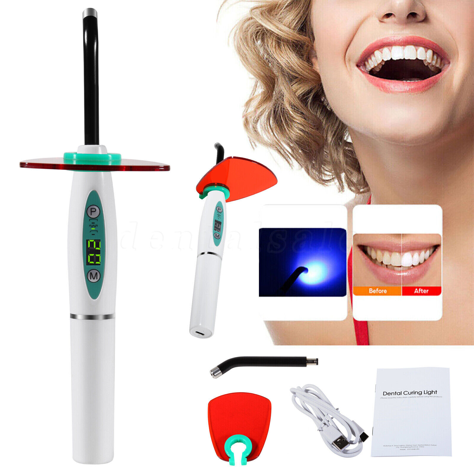Dental LED Curing Light Lamp Wireless Cordless Resin Cure Lamp 5W 2000MW FDA USA