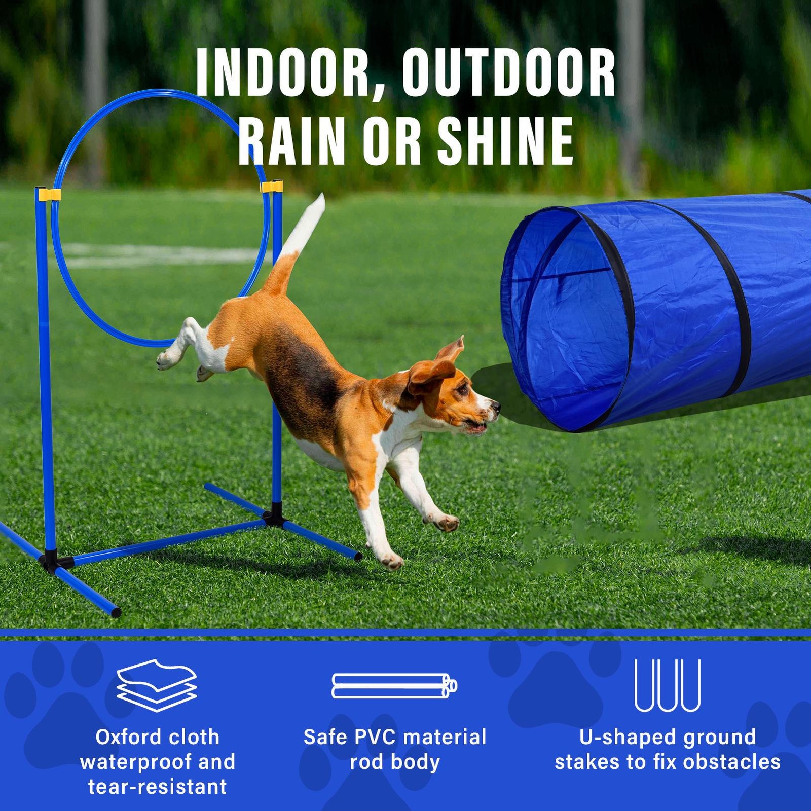 Outdoor 5 PCs Dog Pet Agility Training Equipment Backyard Starter Course Set