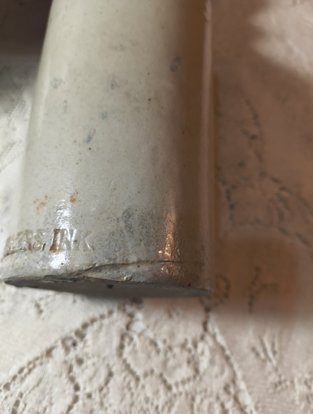 Antique Keller's Ink Stoneware Master Ink Bottle With Pour Spout