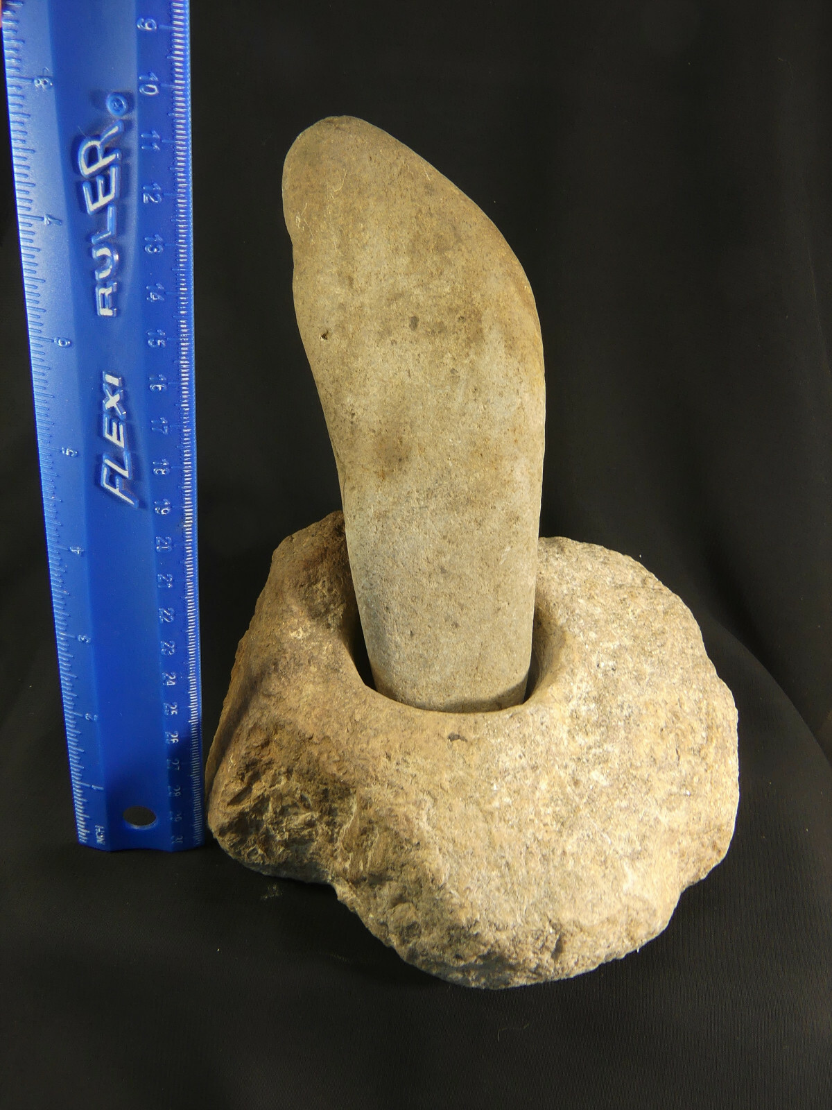 XLG Mortar & Pestle. Native American Calif. Yokut People, Sierra Nevada. AACA