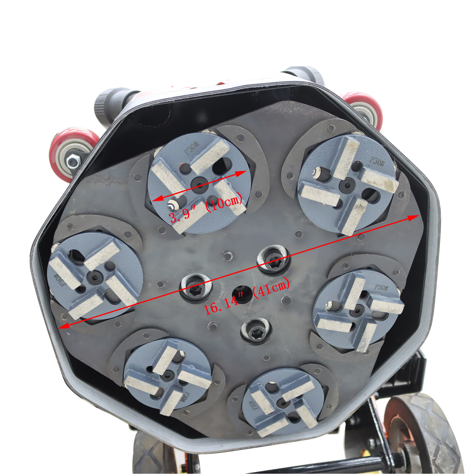 220V Concrete Floor Grinder Polishing Machine w/ 30L Dust Bucket 6 Grinding Head