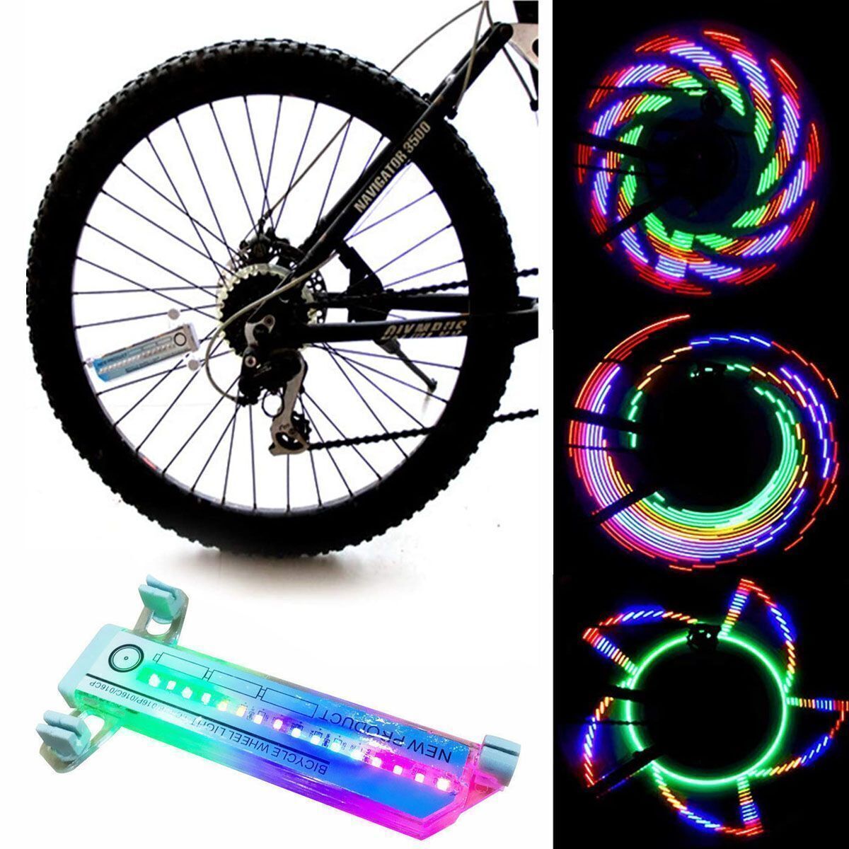 Bicycle Bike Wheel Lights Multicolor in 32 LED String Fits any Spoke Rim Tires