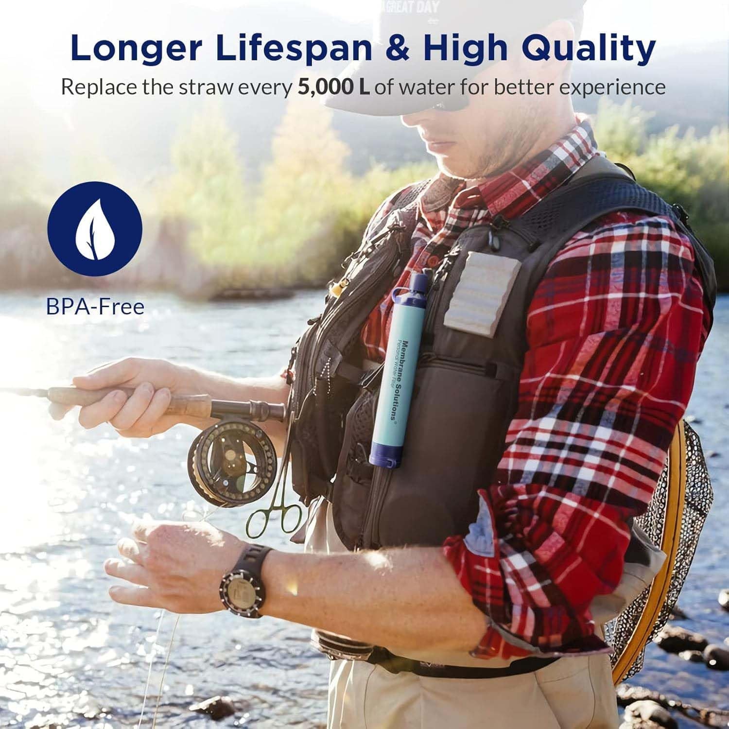 Portable Camping Hiking Emergency Life Survival Purifier Water Filter Straw Tool