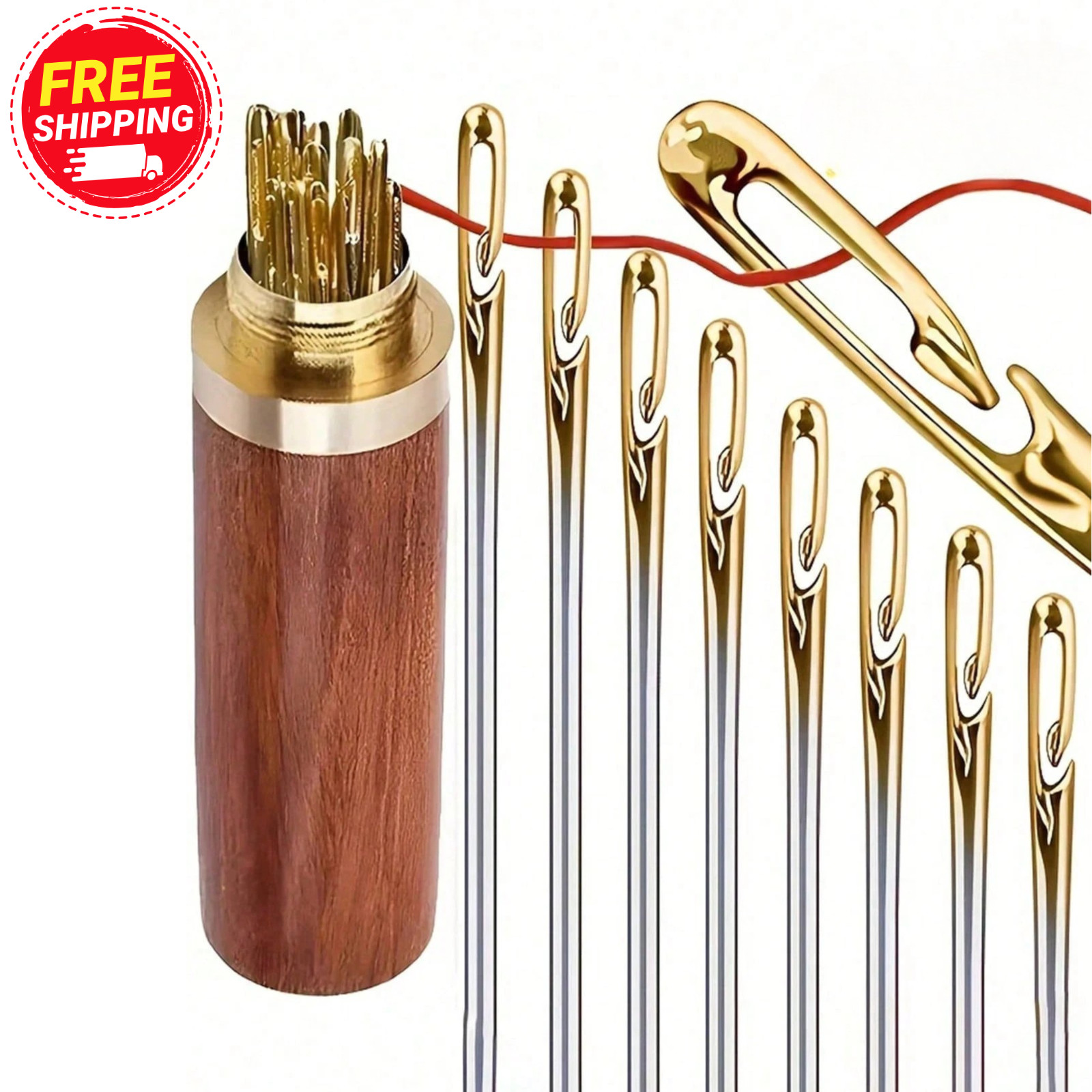 12pcs Easy Thread Sewing Needles Stainless Steel Hand Stitching Pins  DIY Sewing