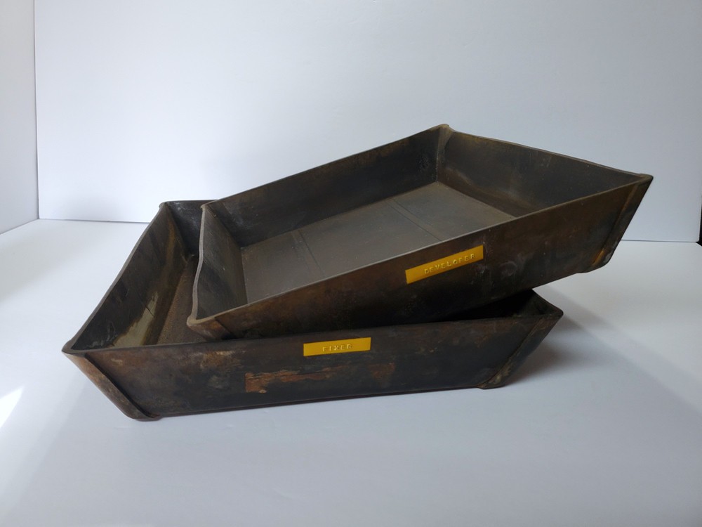 2 Vintage Developing Trays Hard Plastic 10.5"x12.25" Photo Printing 8x10 Photos