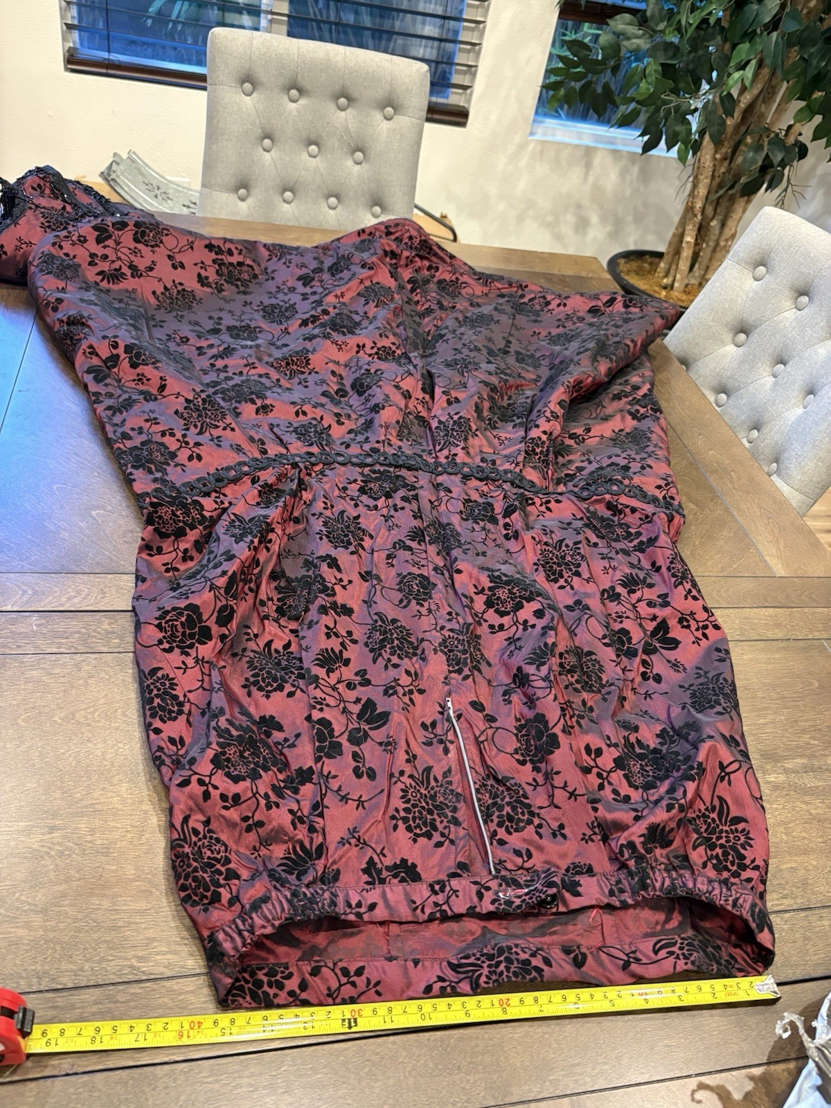 Victorian Reenactment Women’s Burgundy Floral Dress, Jacket & Bodice Set