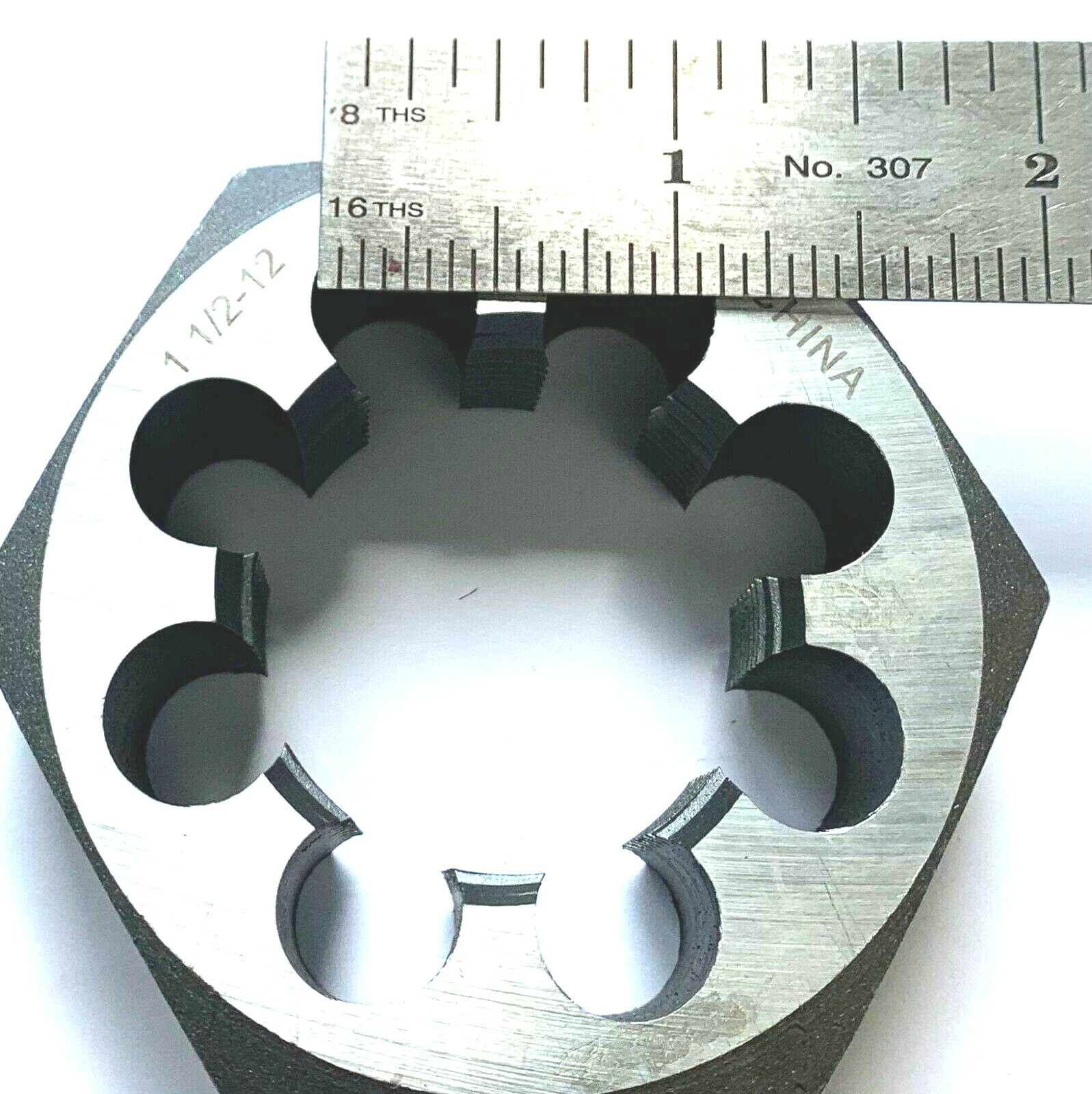 1-1/2-12 UNF CARBON STEEL HEX RETHREADING DIE - NEW!