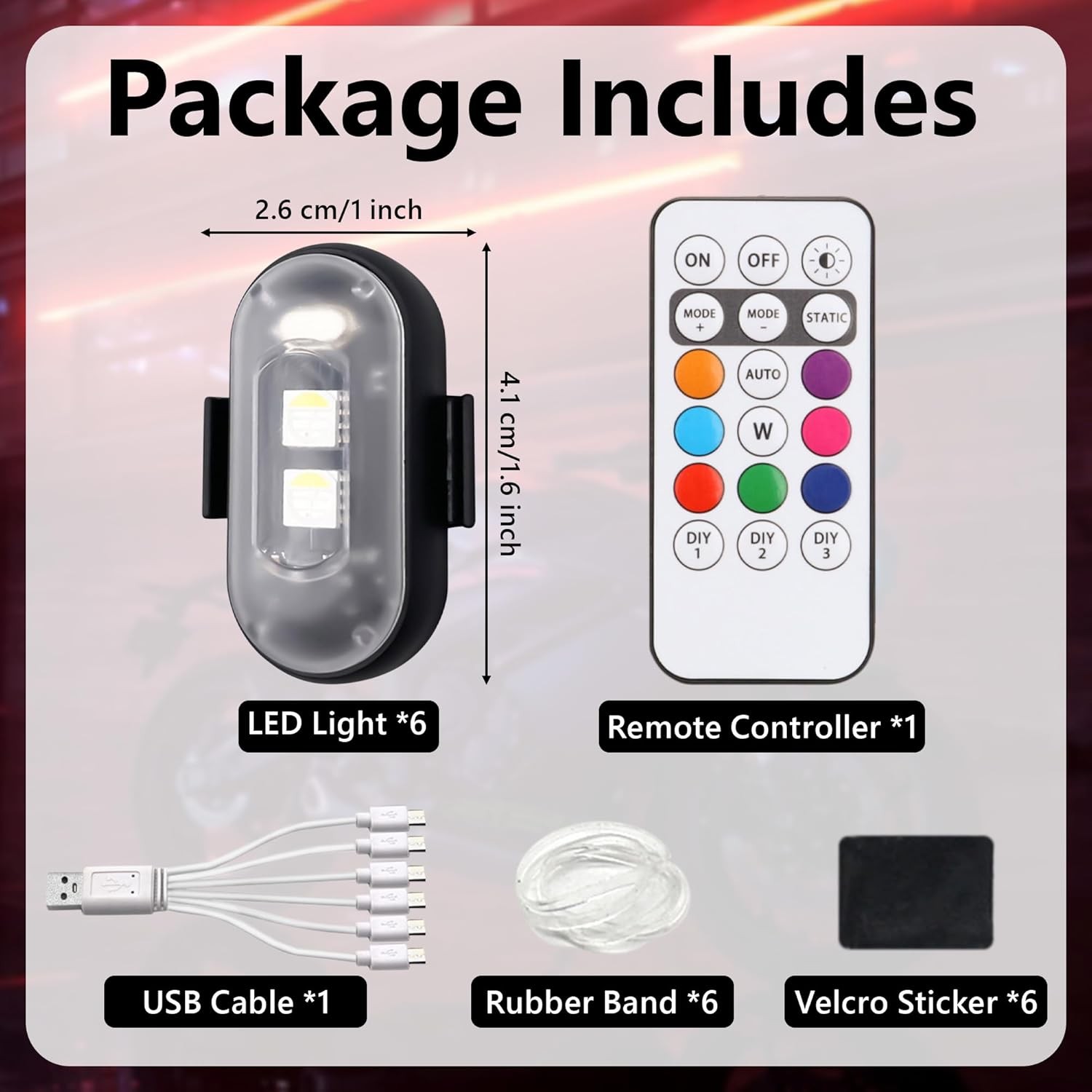 Wireless Magnetic Strobe LED Lights with Remote Control,8 Colors Waterproof