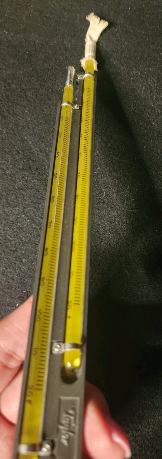 Taylor U.S.A Rochester N.Y Sling Psychrometer Hygrometer 9" Tubes 20-120° F