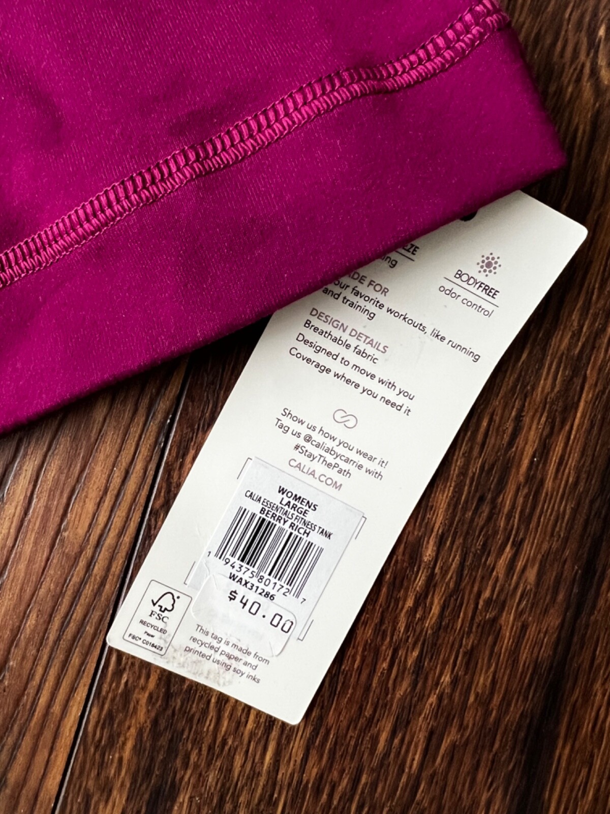 NEW CALIA Carrie Underwood Essentials Fitness Tank Berry Rich Size XL