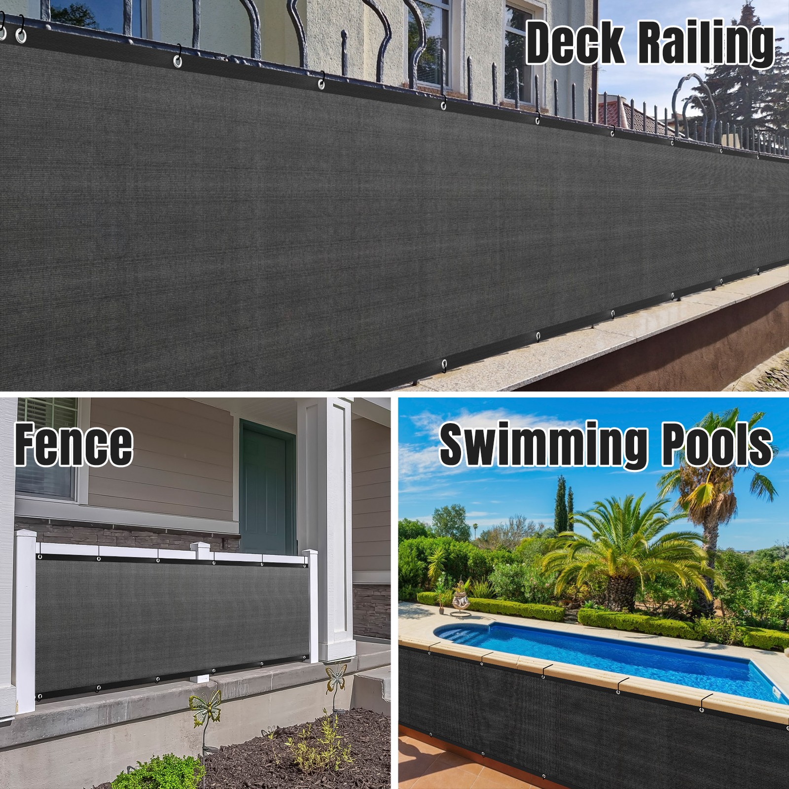 Fence Privacy Screen Mesh Cover Garden Yard 4' 5' 6' 8' Black Green Beige Brown