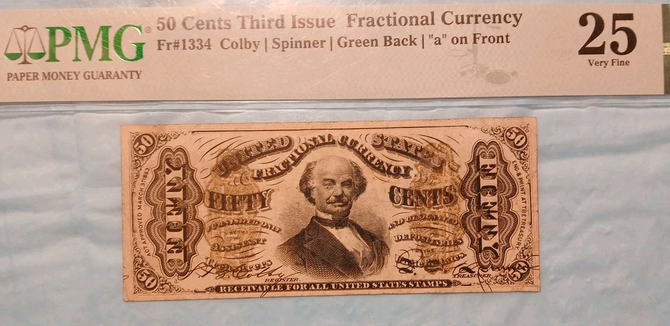 Colby/Spinner  Fractional  1864 Union Currency 50c Civil War Third Issue  PMG 25