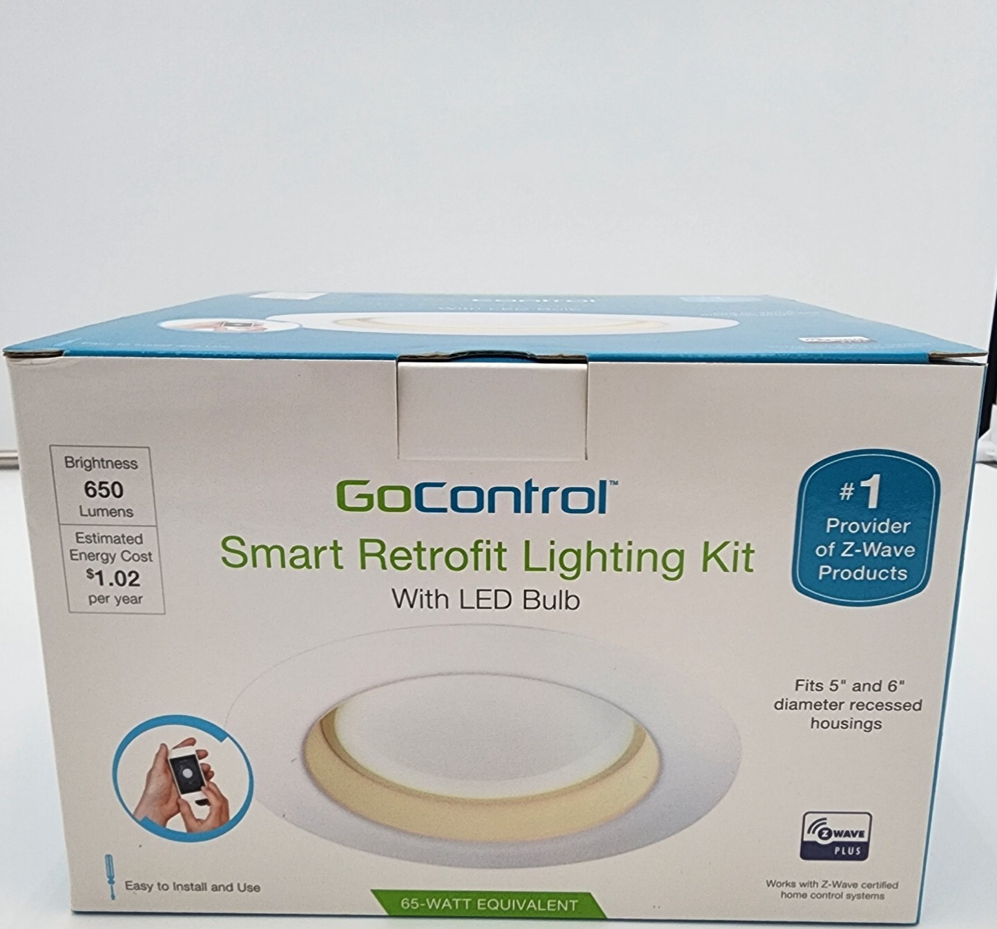 GoControl LB65R6Z-1 Z-Wave Plus Smart LED Recessed Retrofit Light Kit 5"-6" NEW