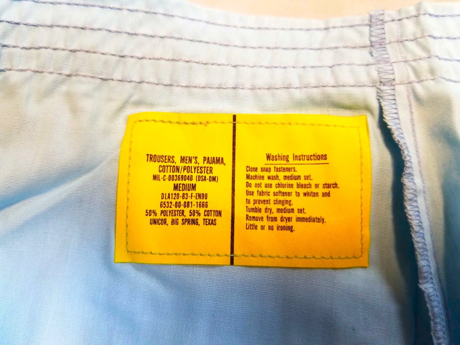 QTY (2) USGI ARMY Blue Pajamas PJ SLEEP Bottoms Pants MEDIUM NIB MADE IN THE USA