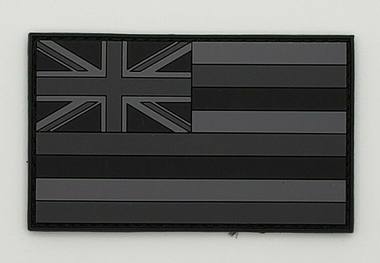 Subdued HAWAII State Flag Tactical Morale Patch PVC Hook Backed Panel Black Grey