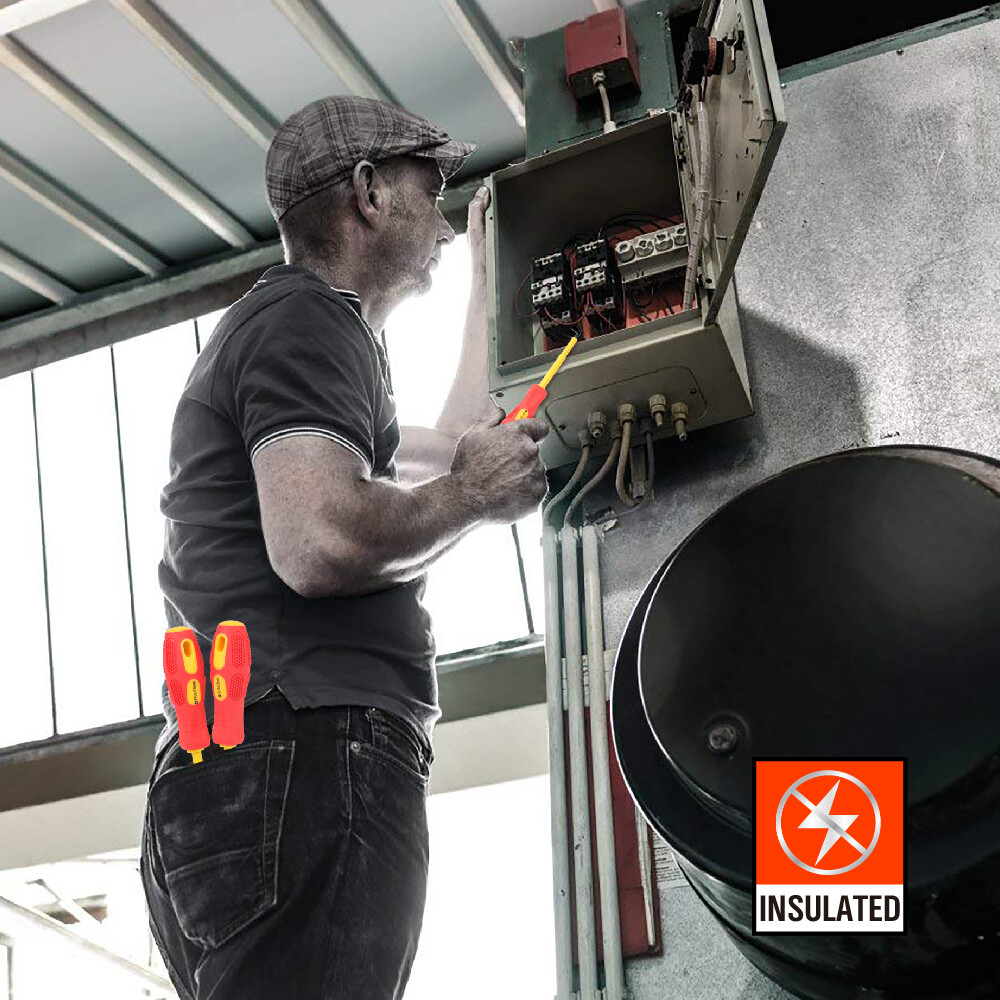 8pc Electrician's Insulated Magnetic Electrical Hand Screwdriver Tool Set & Case