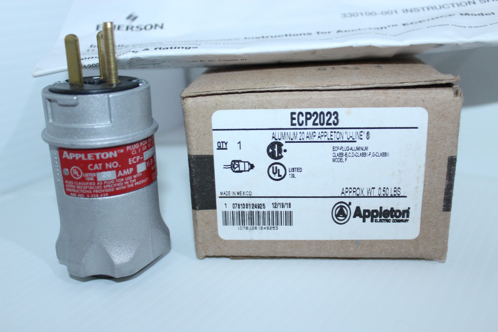 ⭐NEW IN BOX⭐ APPLETON ECP2023 20-Amp Hazardous Location Plug 20A 125Vac 2P 3W