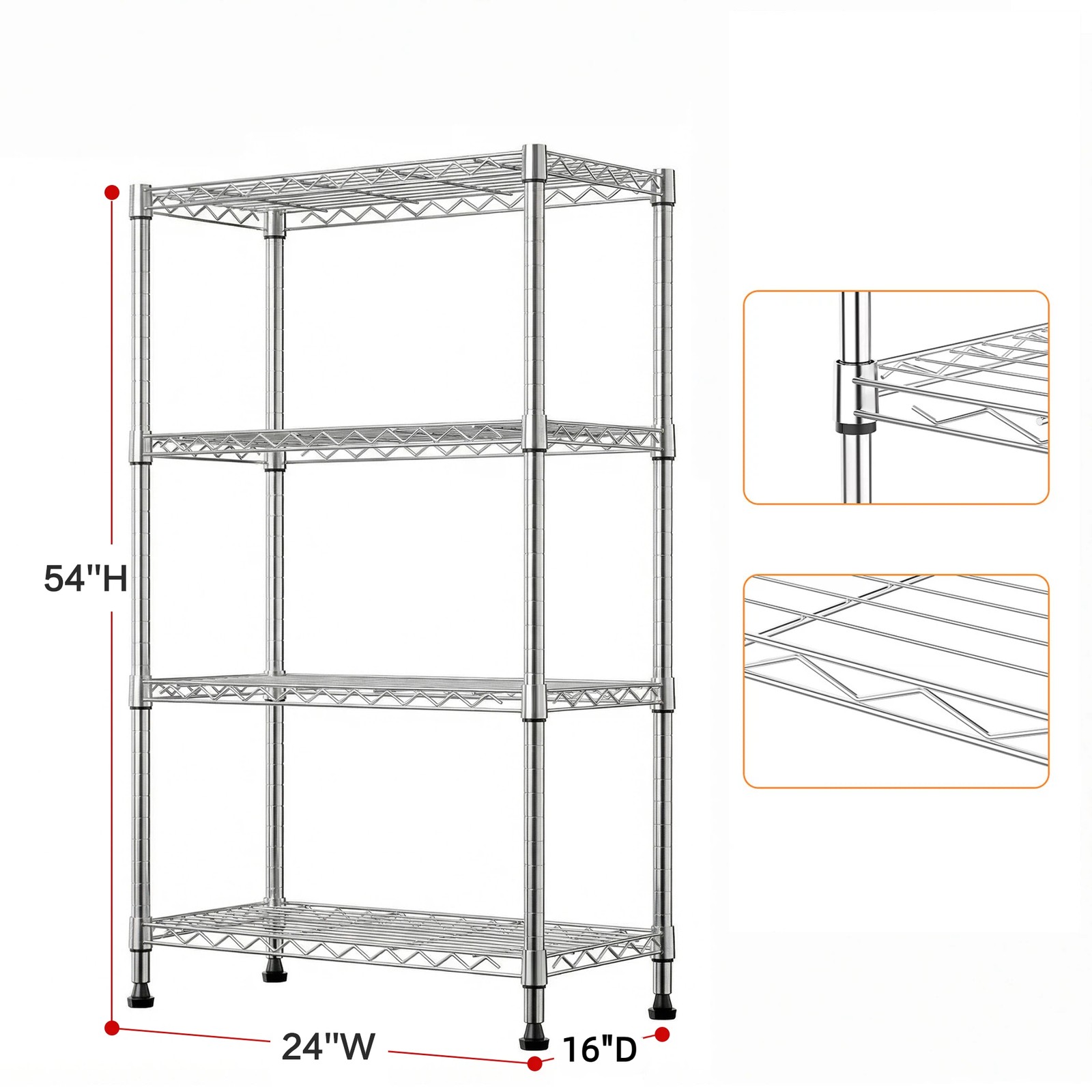 4Tier Steel Wire Storage Shelving 5-Tier Utility Shelving Unit with Wheels