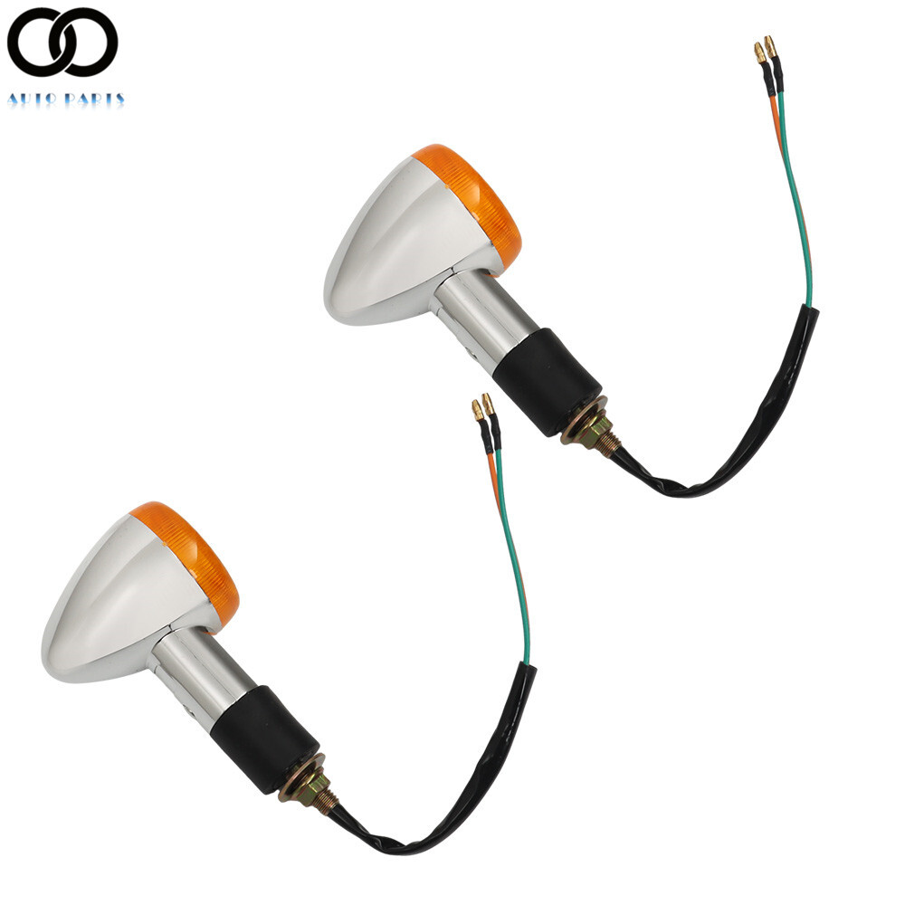 2×Chrome Amber Front Rear Turn Signal Blinker Indicator Light For Motorcycle