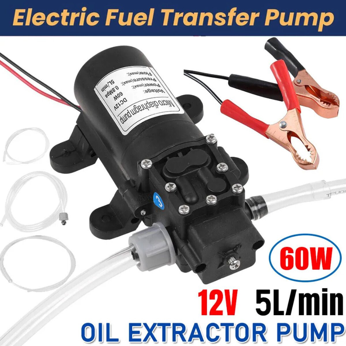 USA 12V Motor Oil Fuel Fluid Extractor Electric Siphon Transfer Change Pump 60W