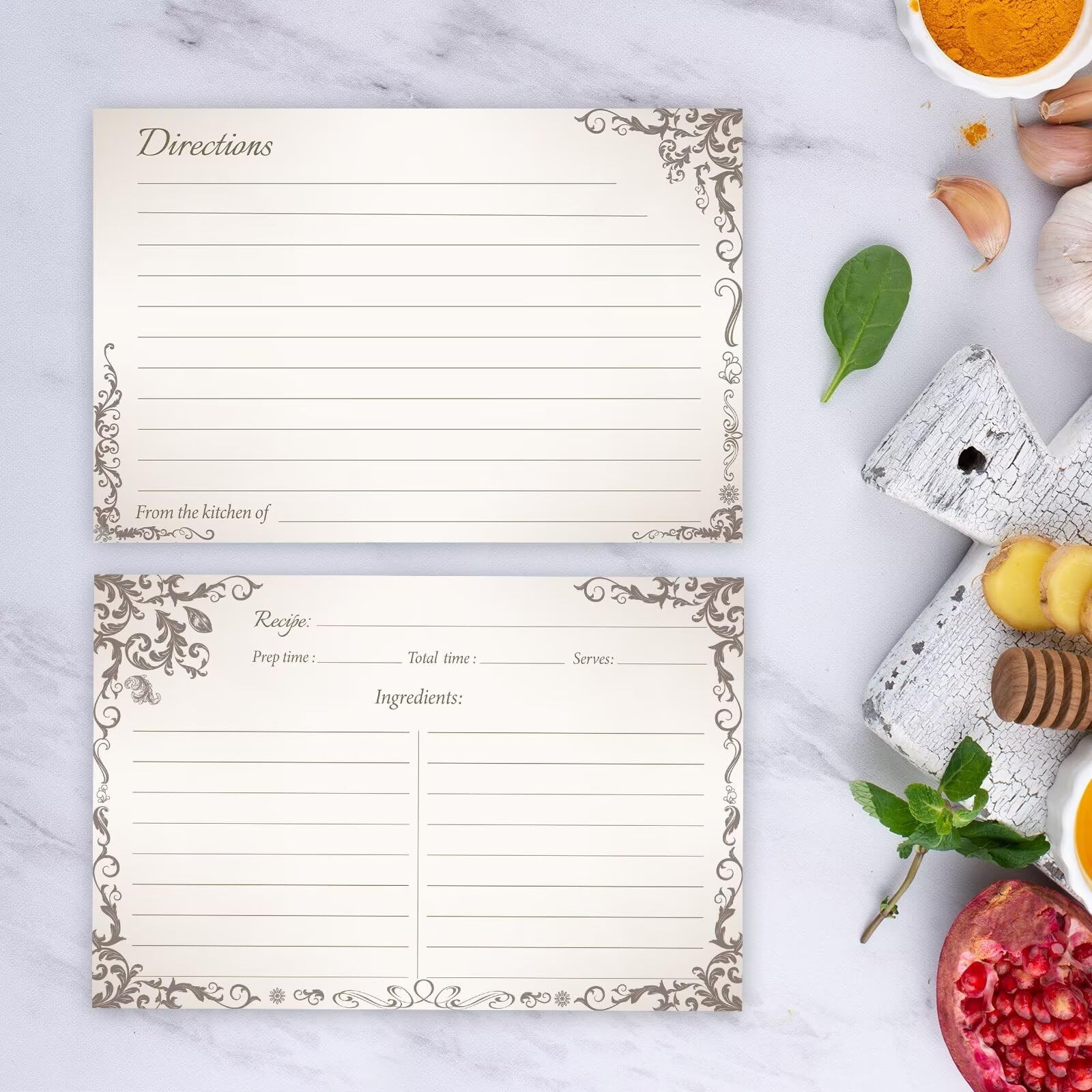 4X6 Blank Recipe Cards (60-Pack) - Line Art Design for Cooking, Bridal Showers,