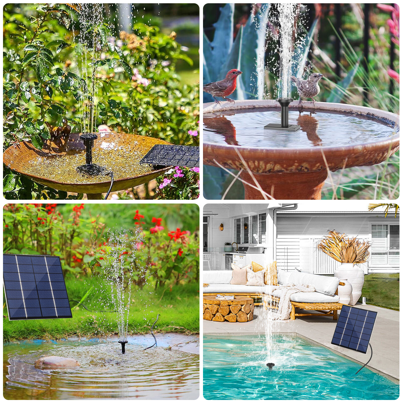 Solar Power Fountain Floating Water Pump for Bird Bath Pond