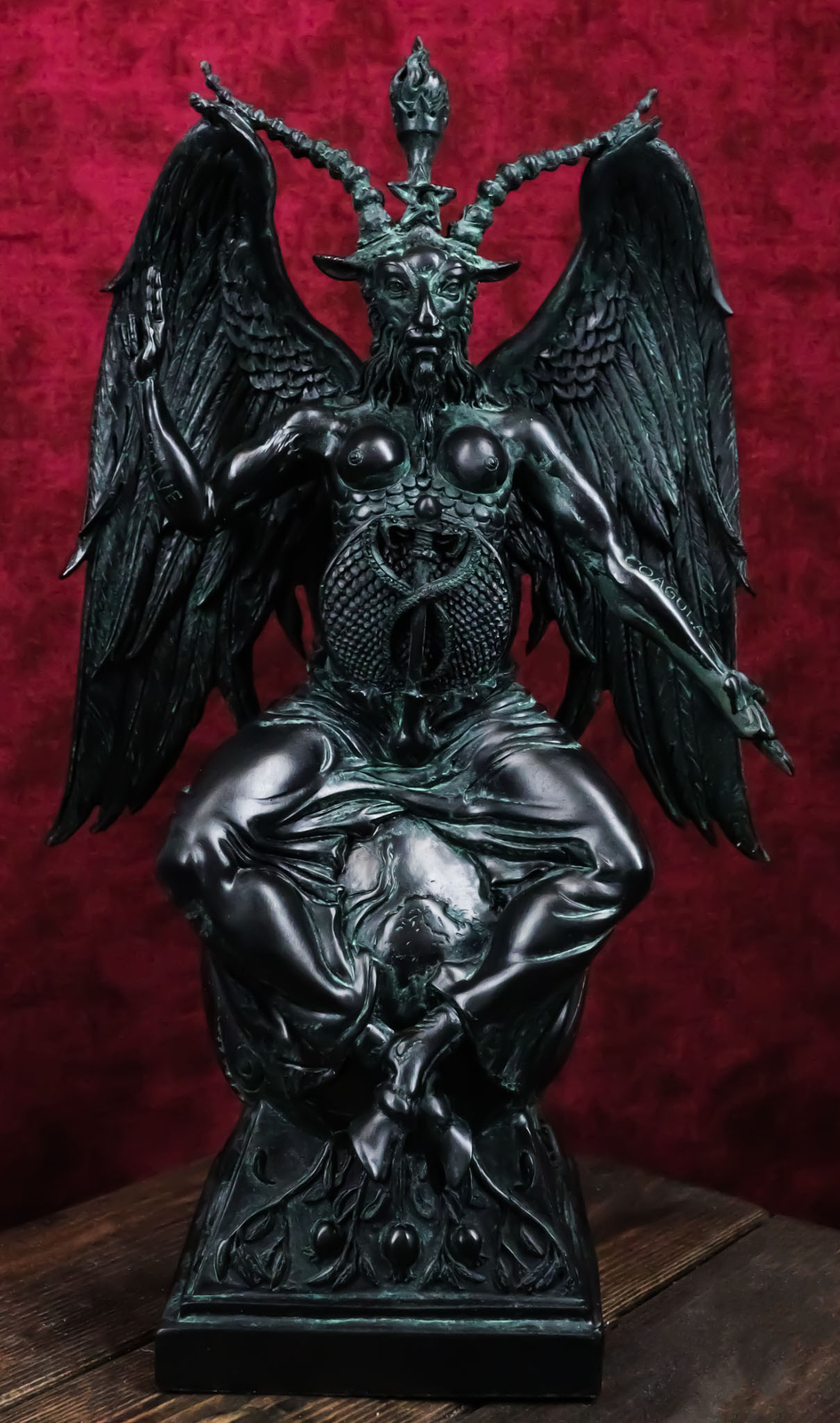 Ebros 15"H Church of Satan Baphomet Sabbatic Goat Idol Satanic Occultic Statue